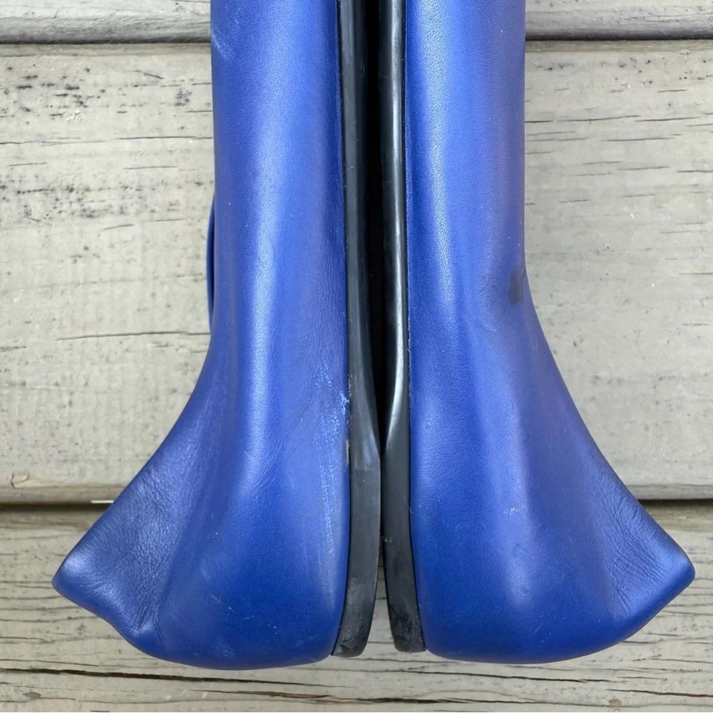 Gucci Blue Leather Bamboo Bow Ballet Flats Size 40 - Picture 9 of 16
